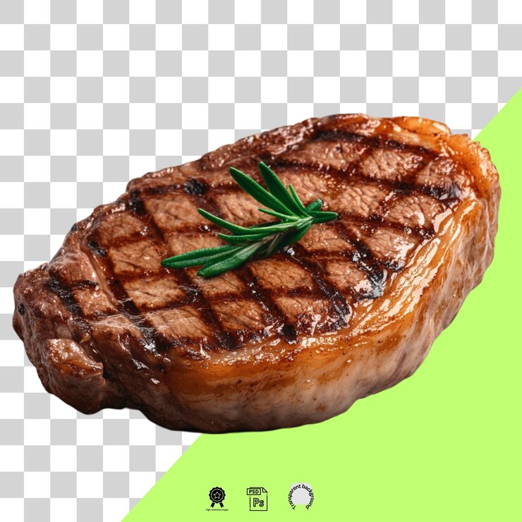 PSD bistec hierbas a la parrilla carne comida aislada barbacoa cena cocida cocina a la grilla comida fresca