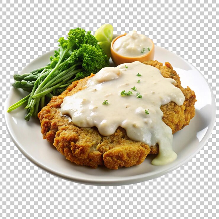 PSD bistec de pollo frito aislado fondo transparente