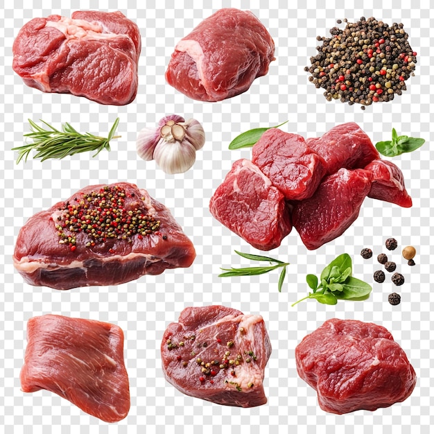 Bistecche di manzo crudo con spezie ed erbe