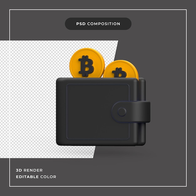 PSD bitcoin 3d con calculadora concepto de moneda crypto