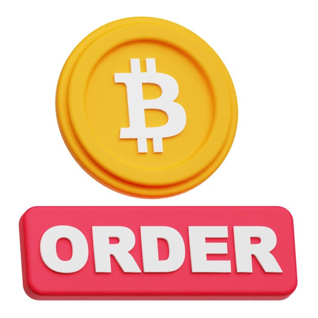 Bitcoin 3D-Symbol auf weißem Hintergrund isoliert