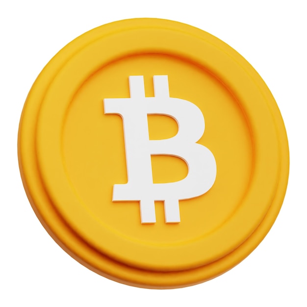 Bitcoin 3D-Symbol auf weißem Hintergrund isoliert