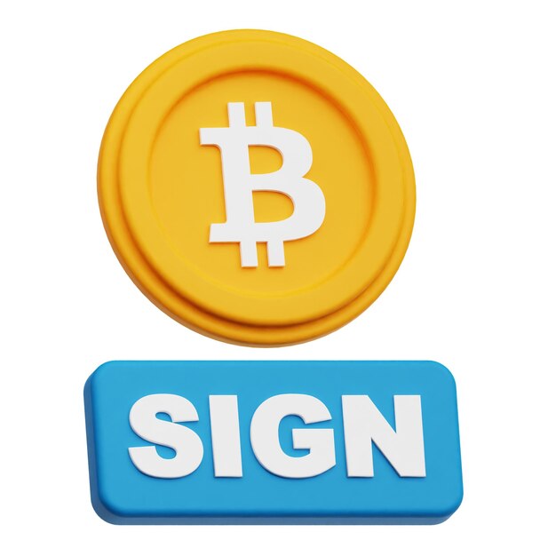 Bitcoin 3D-Symbol auf weißem Hintergrund isoliert