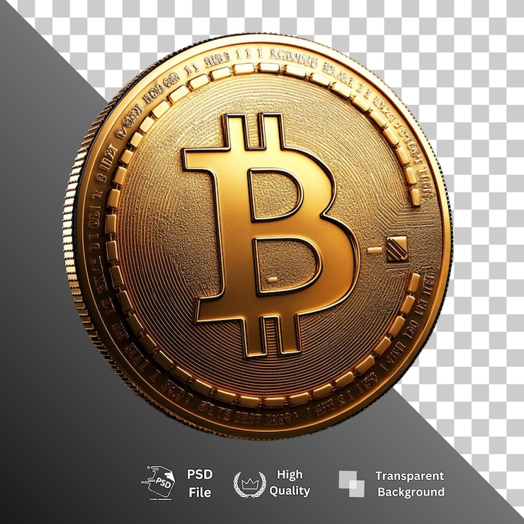 PSD bitcoin aislado en un fondo transparente