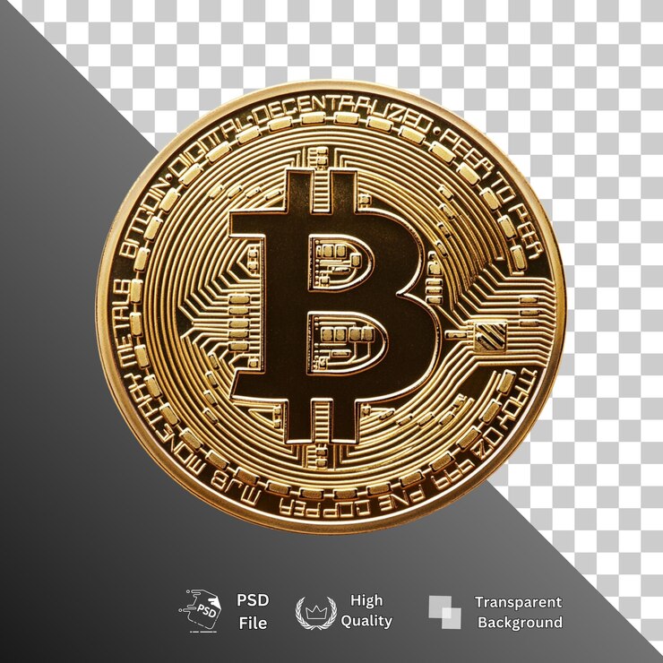PSD bitcoin aislado en un fondo transparente