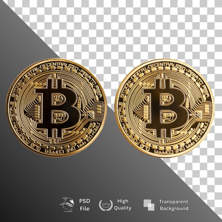 PSD bitcoin aislado en un fondo transparente