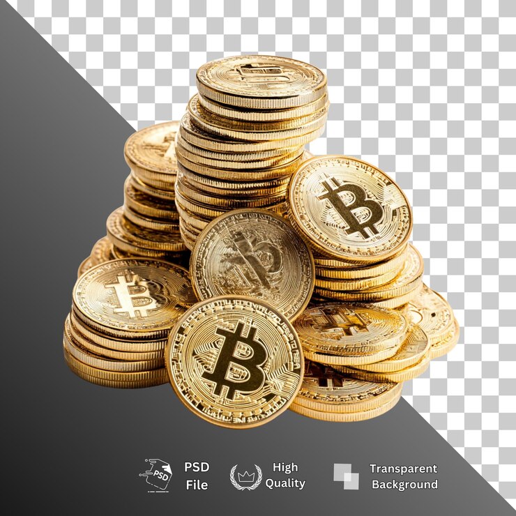 PSD bitcoin aislado en un fondo transparente