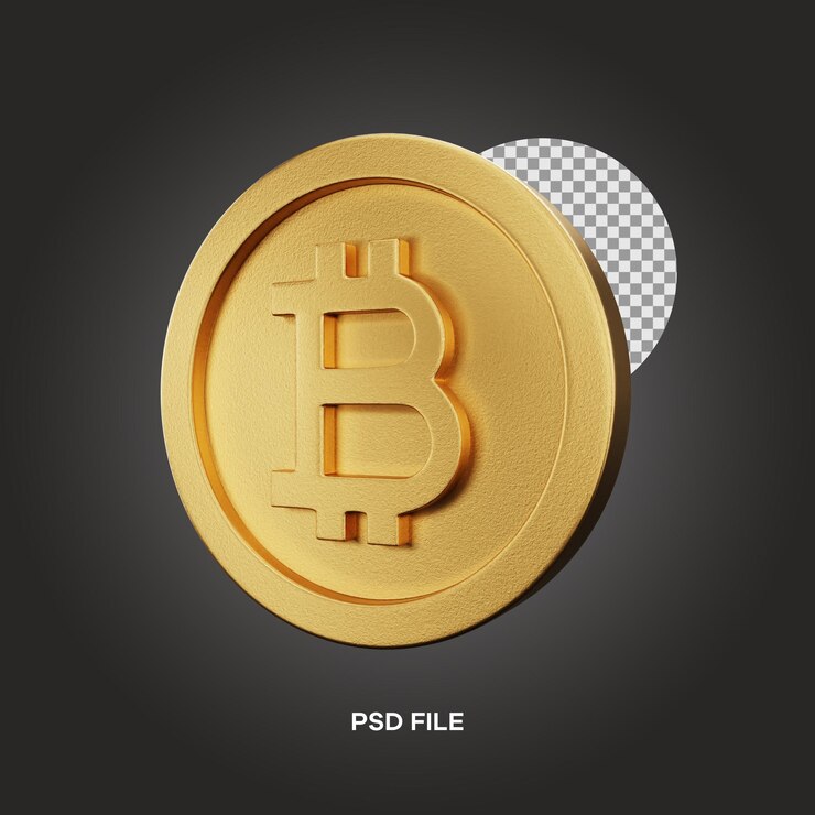 PSD bitcoin ángulo recto 3d ilustración renderizado 3d icono editable aislado