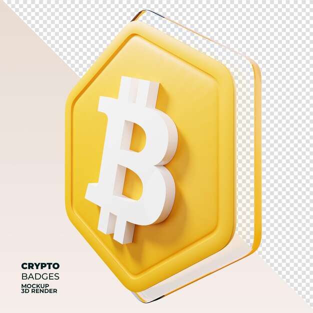 Bitcoin Badge Right View Moneta di rendering 3D