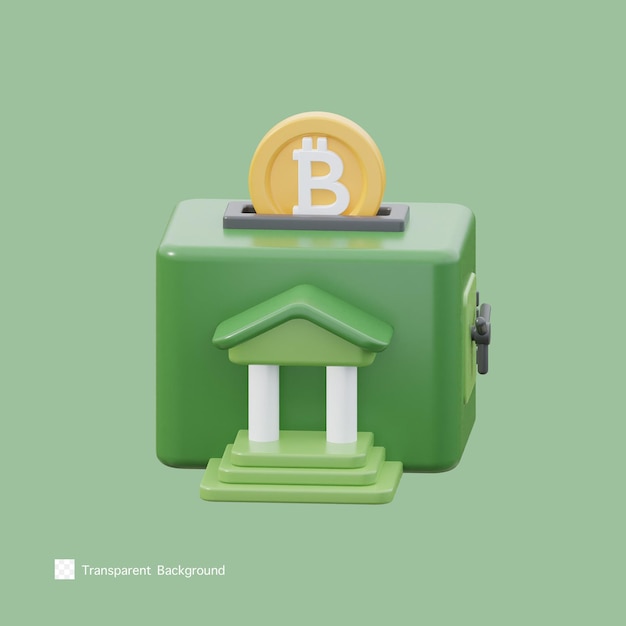 Bitcoin bank symbol 3d-darstellung