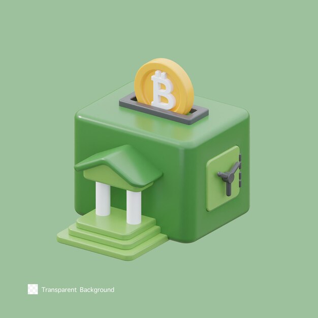 Bitcoin Bank Symbol 3D-Darstellung