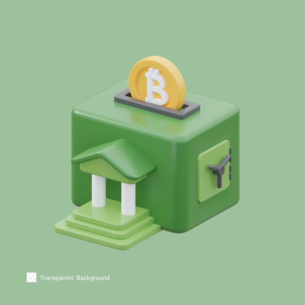 PSD bitcoin bank symbol 3d-darstellung