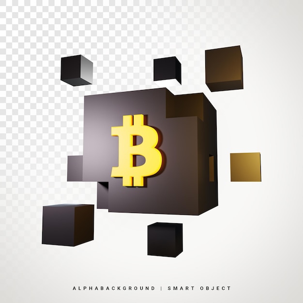 bitcoin, blockchain, 3d, icône, illustration