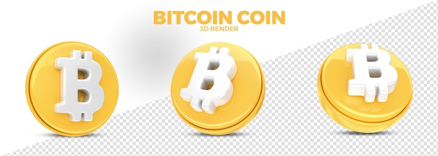 Bitcoin BTC Cryptocurrency Coin Render 3D realistico isolato per la composizione