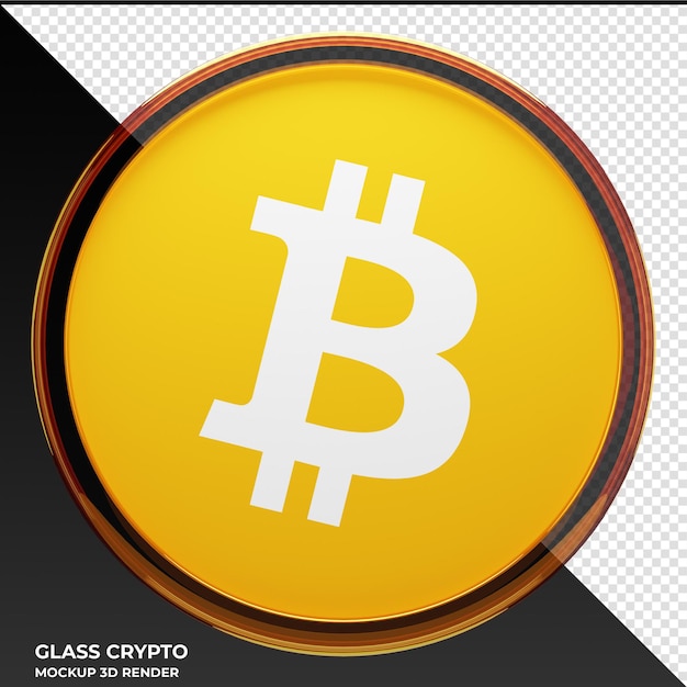 Bitcoin BTC Glass Crypto Coin Ilustración 3D