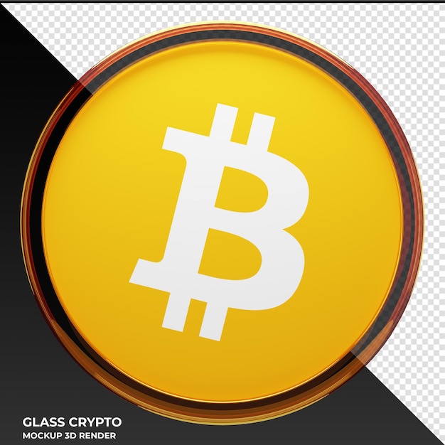 PSD bitcoin btc glass crypto coin ilustración 3d