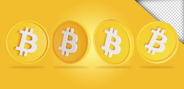 Bitcoin btc Kryptowährungsmünze 3D-Rendering-Sammlungen