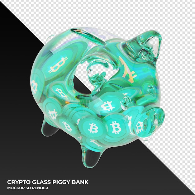 Bitcoin cash bch glass alcancía con crypto monedas ilustración 3d