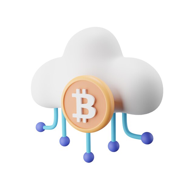 Bitcoin Cloud 3D-Symbol für Kryptowährung