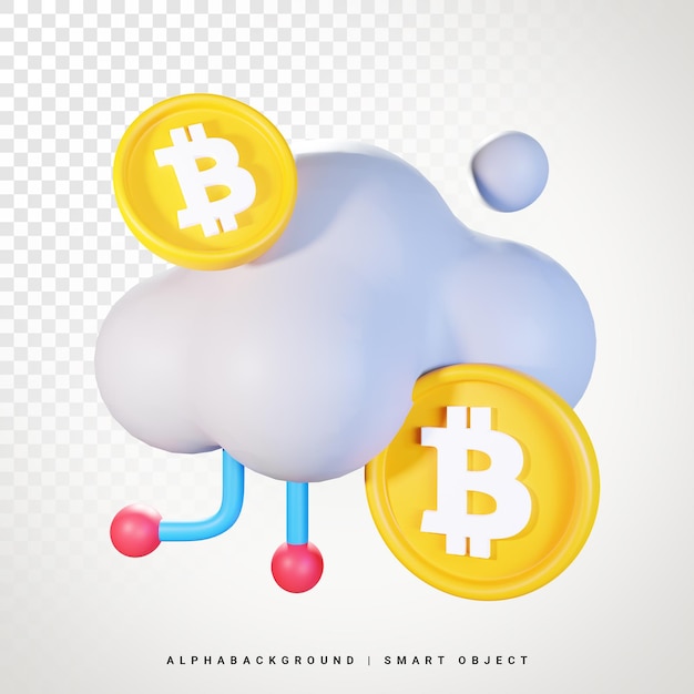 PSD bitcoin cloud 3d-symbol illustration