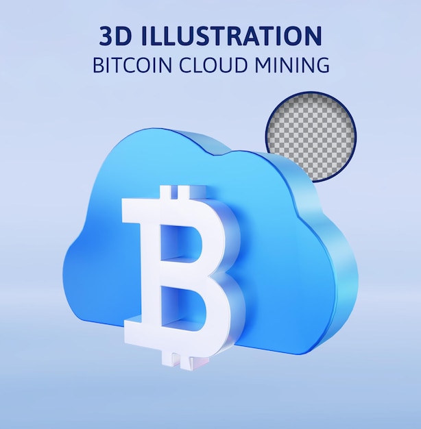 bitcoin cloud mining 3d rendering illustration