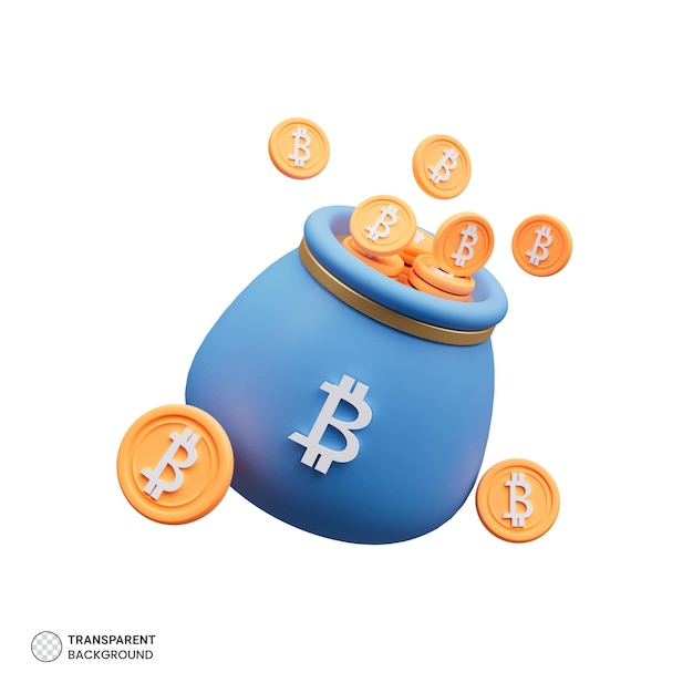 Bitcoin dans une icône isométrique de pot illustration 3d isolée