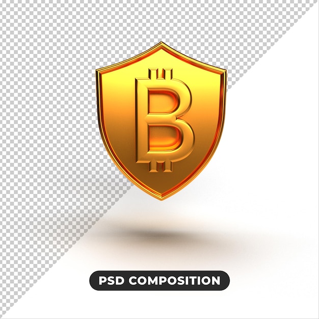 Bitcoin-design isoliert in 3d-rendering