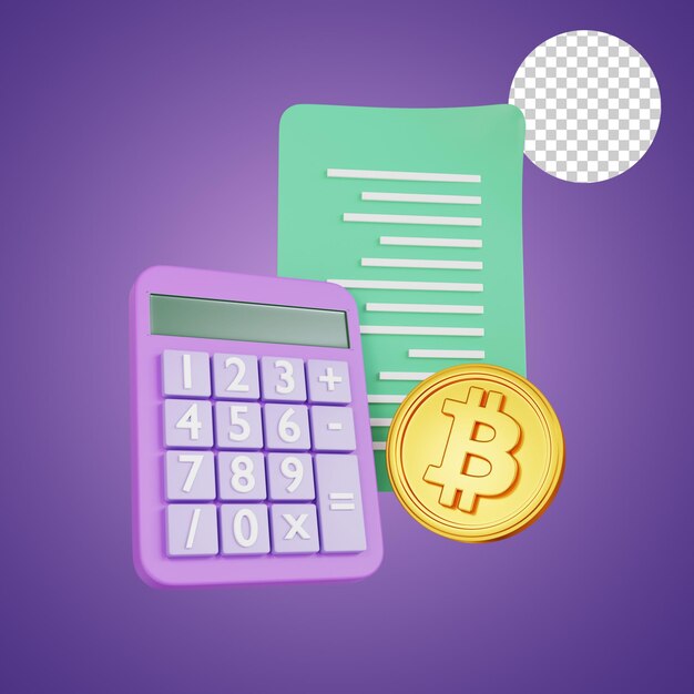 Bitcoin con documento de finanzas empresariales Representación 3d