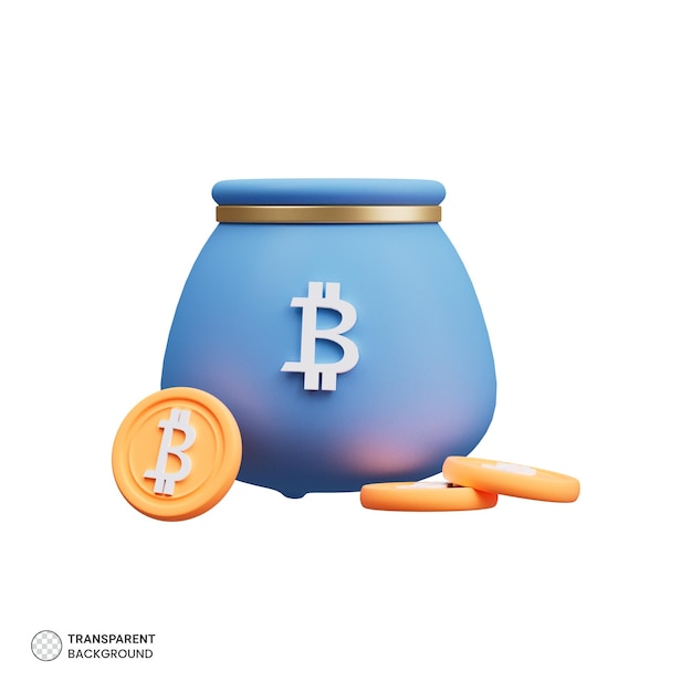 Bitcoin em um ícone isométrico de pote isolado ilustração 3d