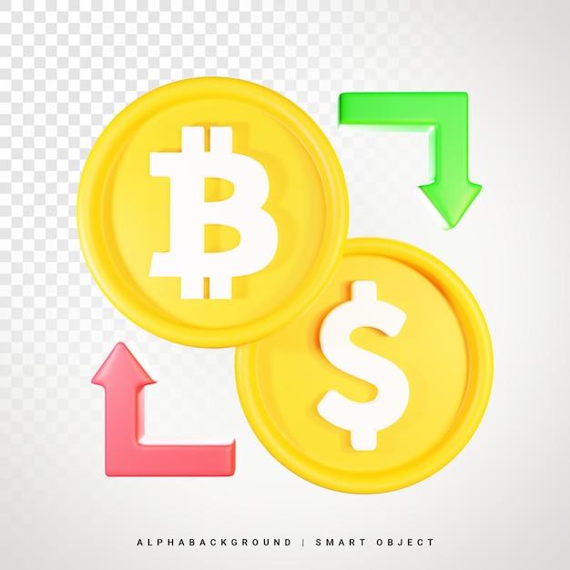 Bitcoin Exchange 3d icona illustrazione