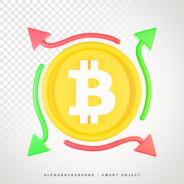 PSD bitcoin flujo 3d icono ilustración