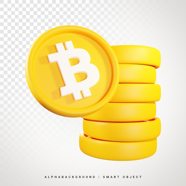 Bitcoin ganhando ilustração de ícone 3d