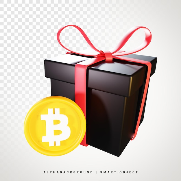 Bitcoin-Geschenk 3D-Symbol Illustration