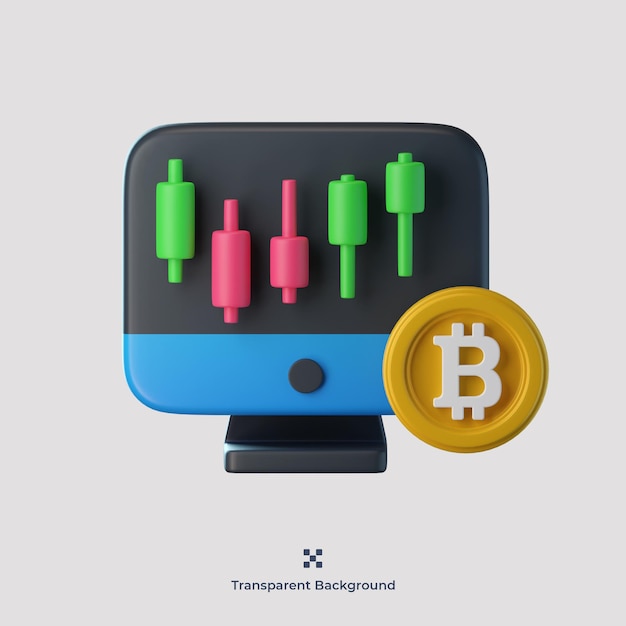 Bitcoin-handel 3d-symbol-illustration