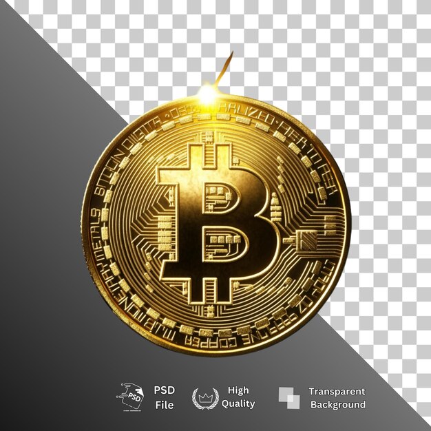 Bitcoin isolado em fundo transparente