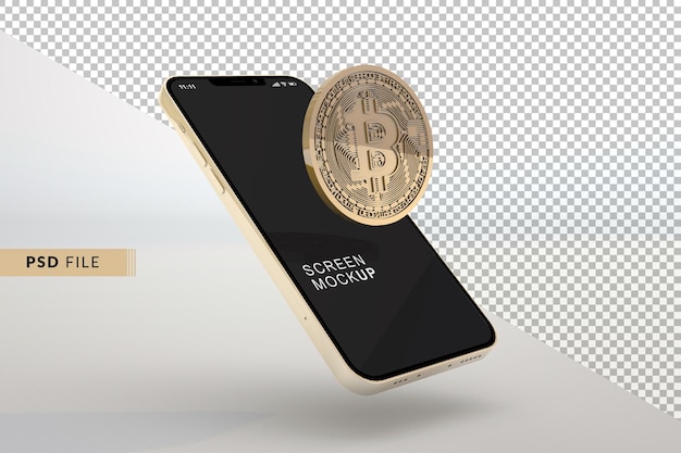 Bitcoin-Kryptowährung mit Smartphone-Mockup