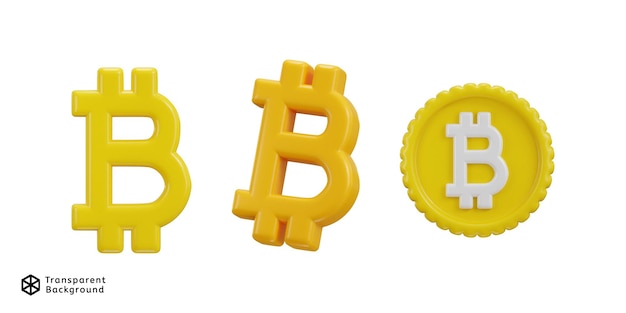 Bitcoin-Kryptowährungs-Ikonensatz 3D-Rendering-Vektorillustration
