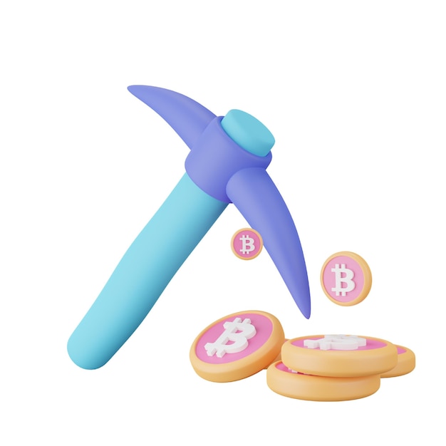 Bitcoin-Mining-3D-Symbol für Kryptowährung