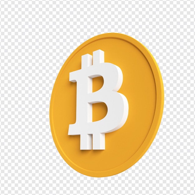 Bitcoin moeda logotipo criptomoeda alta resolução 3d renderização transparente