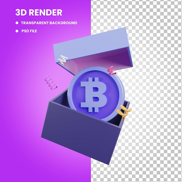 Bitcoin-Mystery-Box 3D-Rendering-Illustration