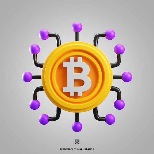 bitcoin network 3D icon illustration