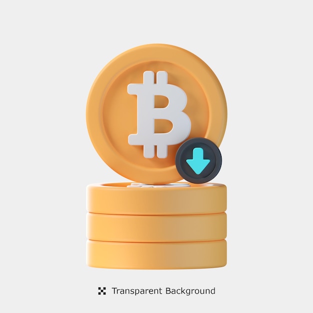 Bitcoin prix vers le bas 3d icône Illustration