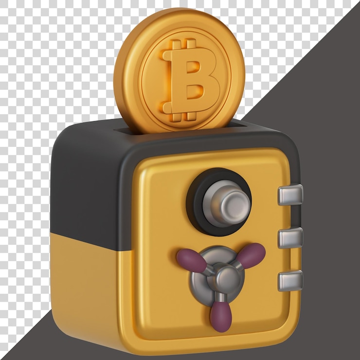 PSD bitcoin safes proteja su renderizado 3d de bitcoins