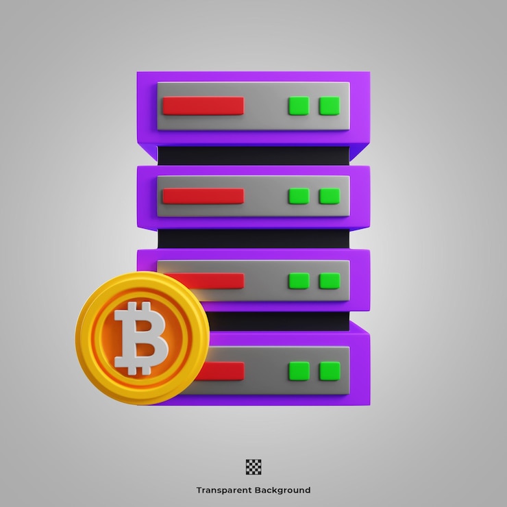 PSD bitcoin-server 3d-symboldarstellung