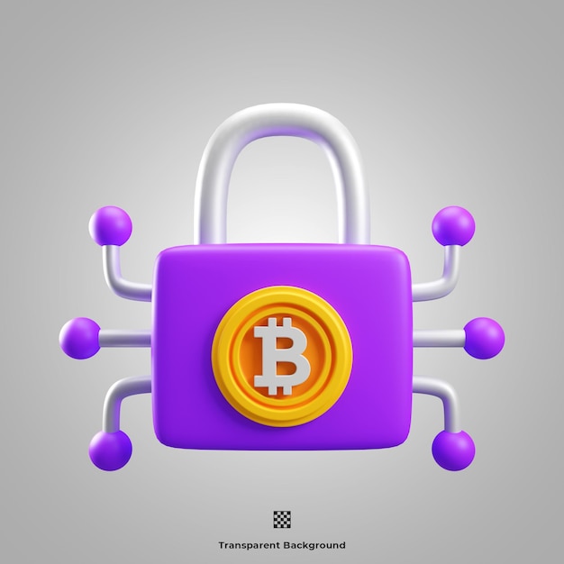 Bitcoin-sicherheit 3d-symbol illustration