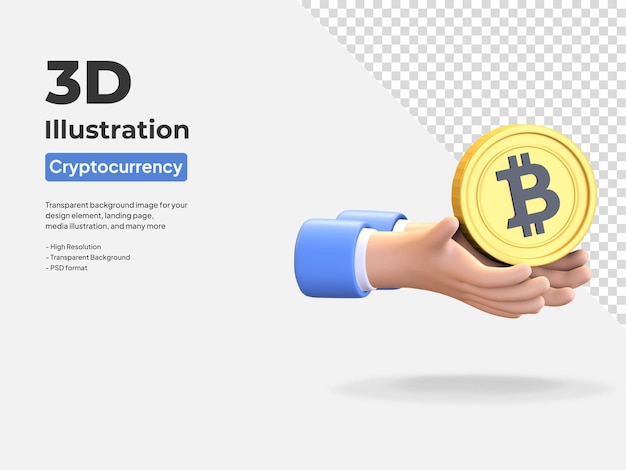 Bitcoin verschenken Airdrop-Symbol Kryptowährungssymbol 3d-Renderillustration