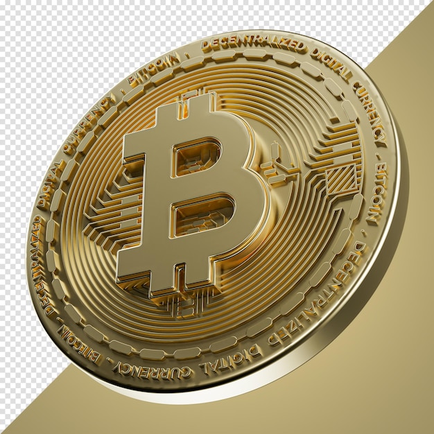 Bitcoin-Währung von unten nach oben 3D-Render zur Zusammensetzung