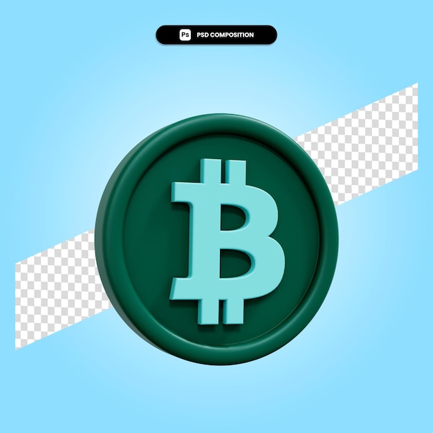 Bitcoin-Zeichen 3D-Render-Illustration isoliert