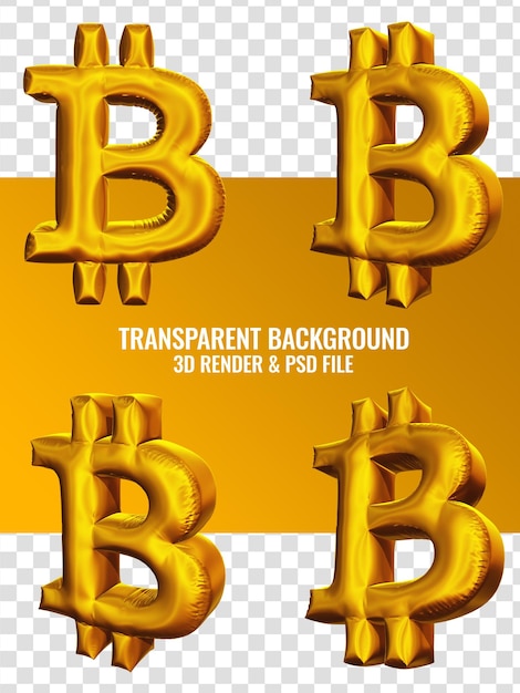 PSD bitcoint-symbol mit 3d-ballon