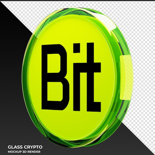 BitDAO BIT Glass Crypto Coin 3D'illustrazione